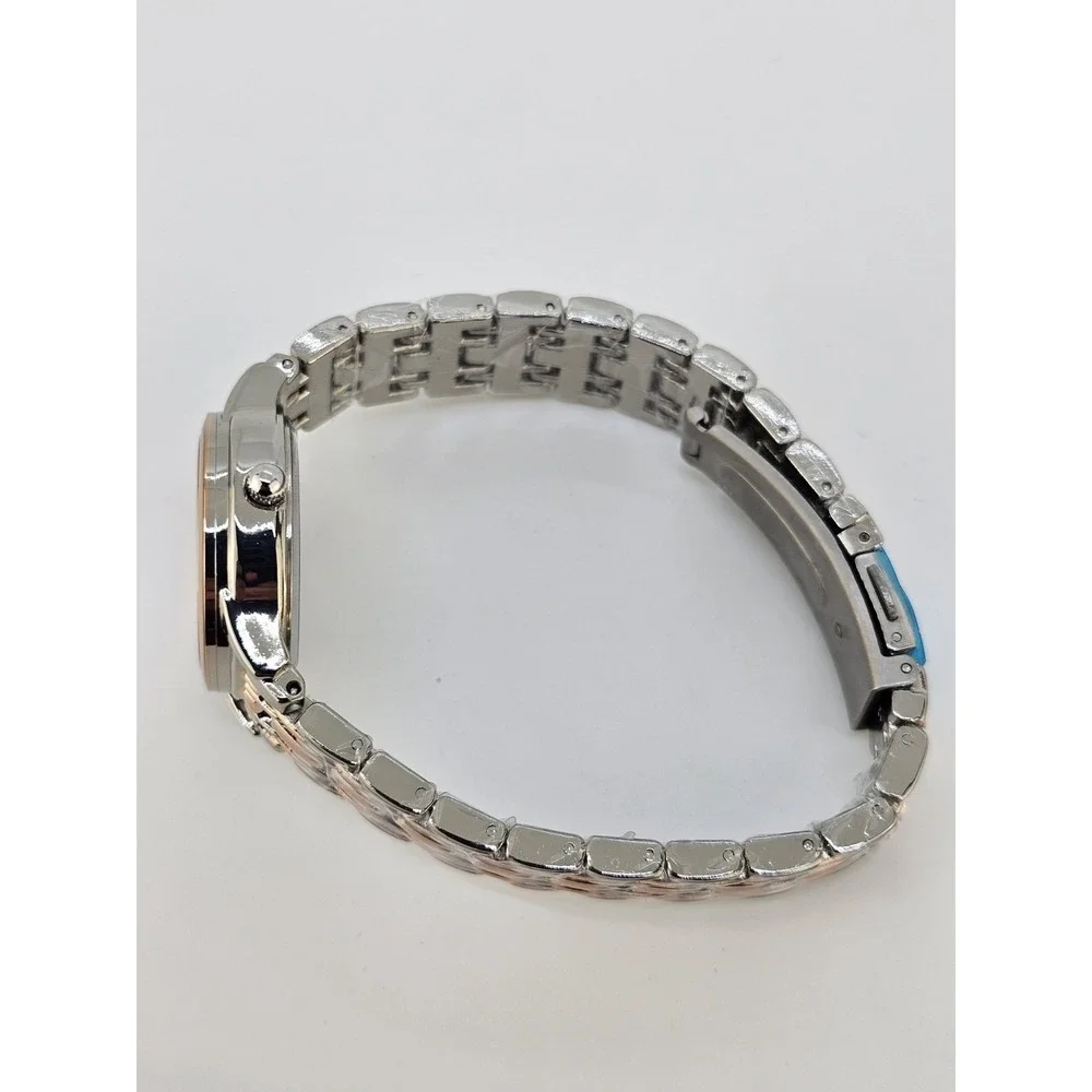Women's Analog Watch 28MM Cream Dial Date Gold‎ Gray Bands 6.5